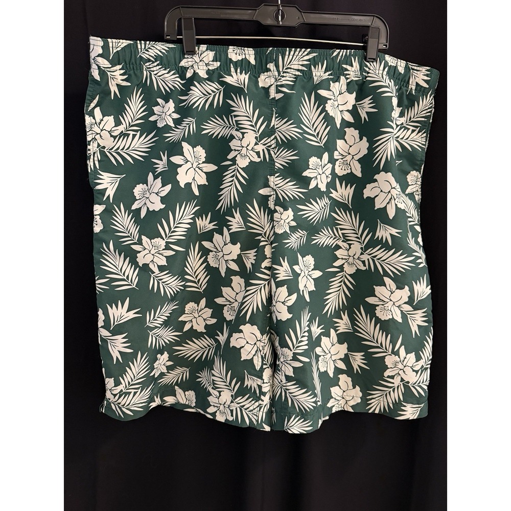 Men's Swim Trucks Land's End Green w/White Flowers XL 40-42 Drawstring Waist